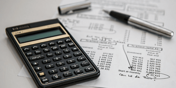 calculator and financial numbers