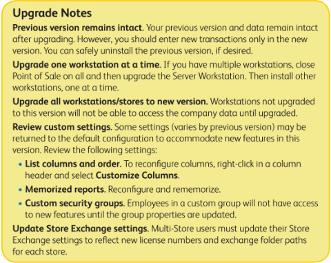 Upgrade notes