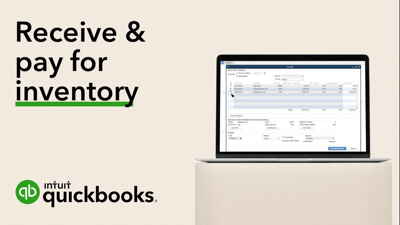 Receive And Pay For Inventory in QuickBooks