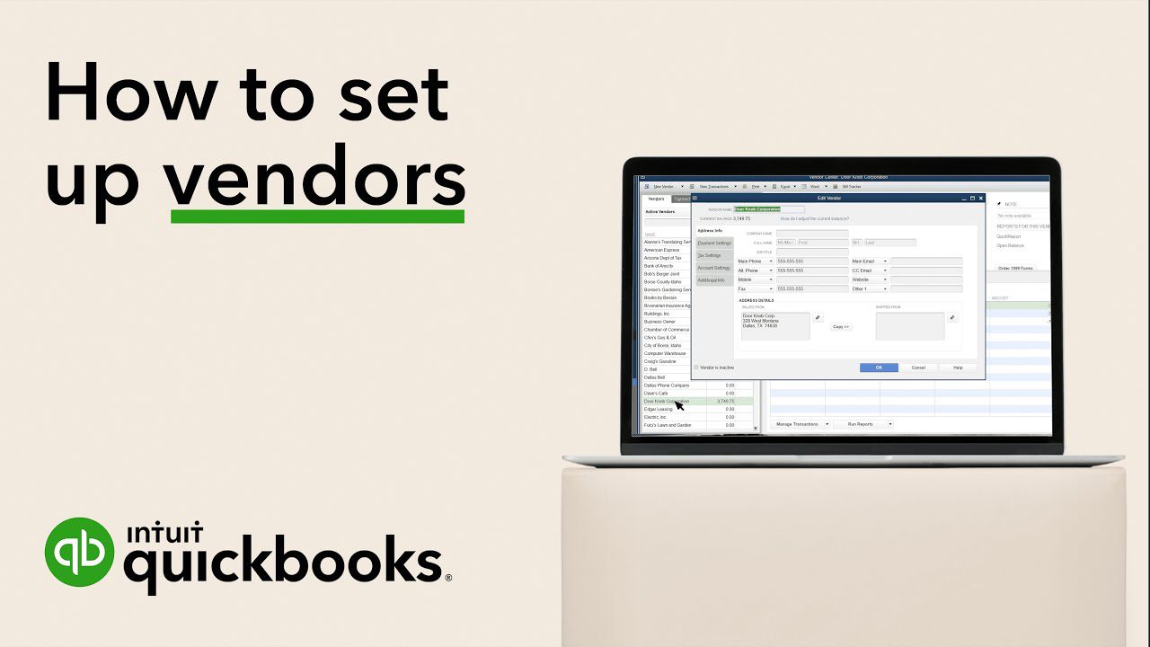 Set Up Vendors In QuickBooks Desktop