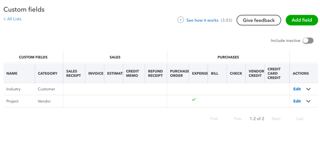 Use custom fields for vendors and expenses in QuickBooks Online Advanced