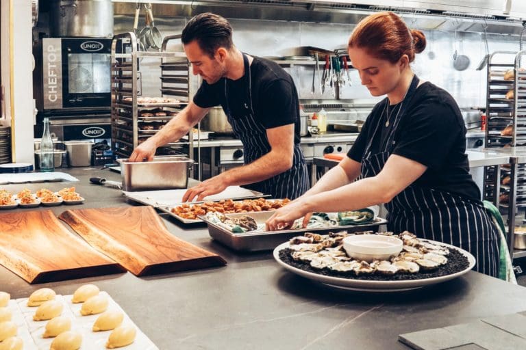 Bakers preparing foods