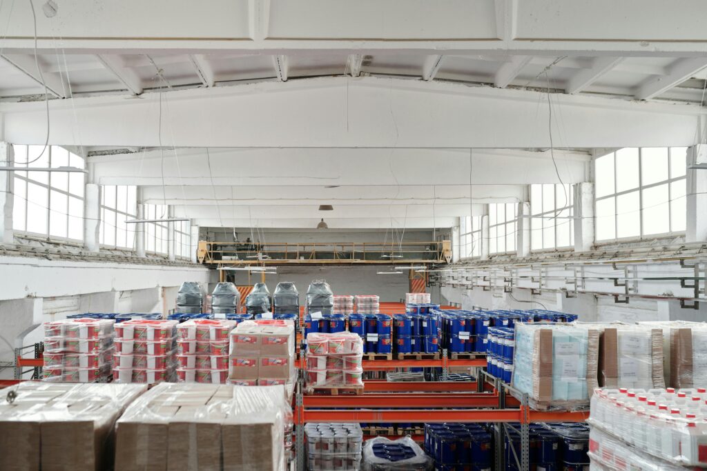 A warehouse filled with inventory items