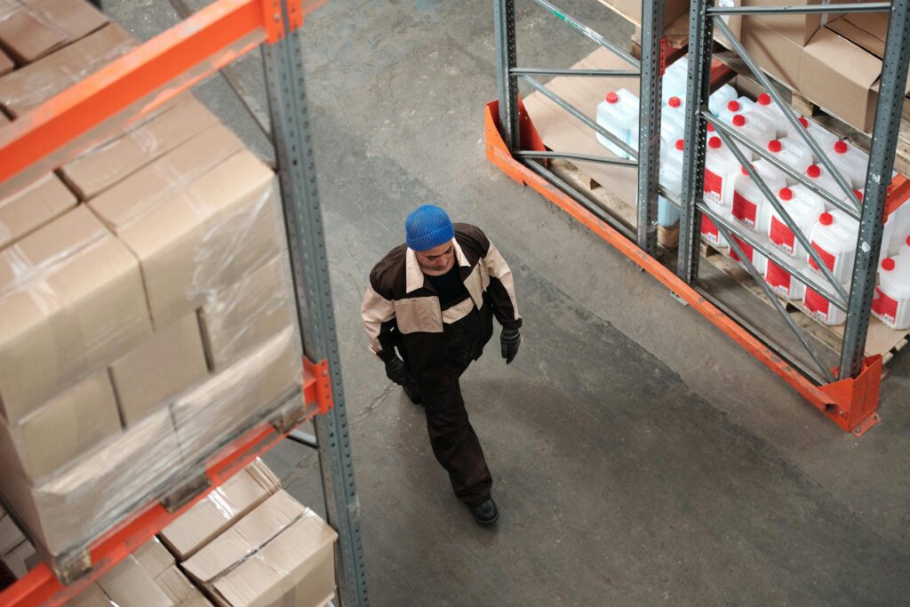 Crew managing inventory in a warehouse