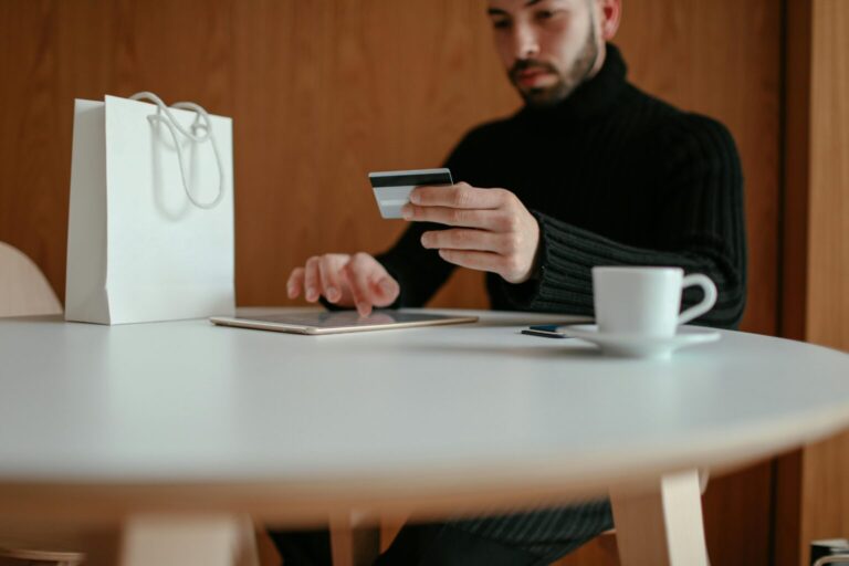 Customer paying online using his credit card