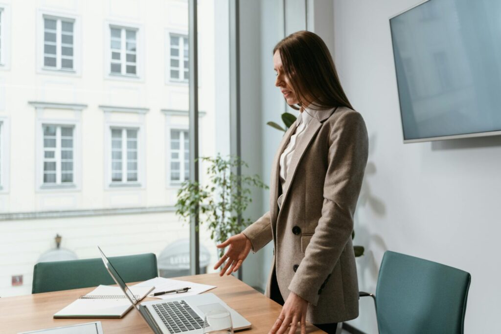 Businesswoman checking out QuickBooks Payments and Stripe