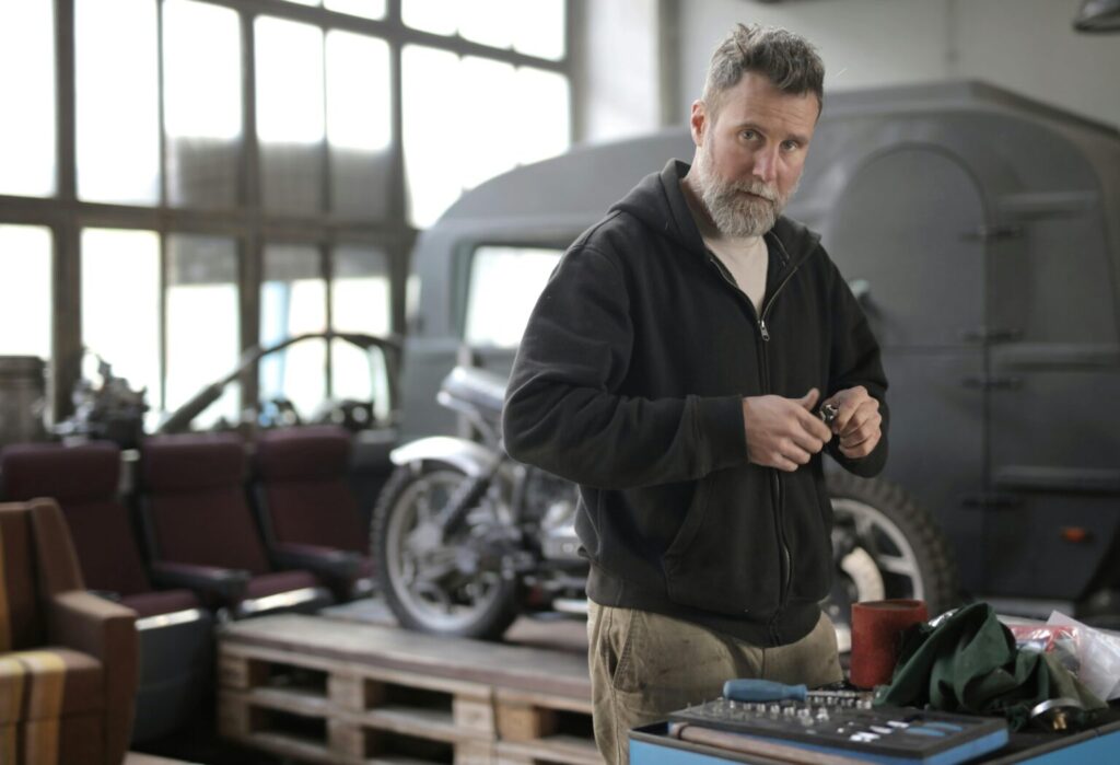 A manufacturer working in his shop