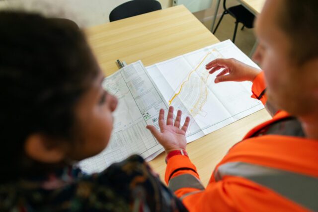 Contractors discussing a project