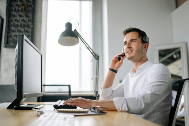 Businessman talking to someone over the phone